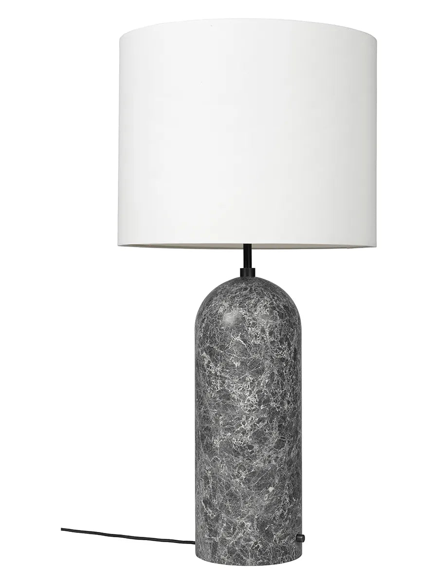 Gravity XL Floor Lamp, Low fra GUBI - Hvid skærm / Grå marmor - Jacobsen Plus