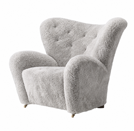 Den Trætte Mand Lænestol, Sheepskin fra Audo Copenhagen - Natural Oak - Sheepskin Moonlight - Jacobsen Plus
