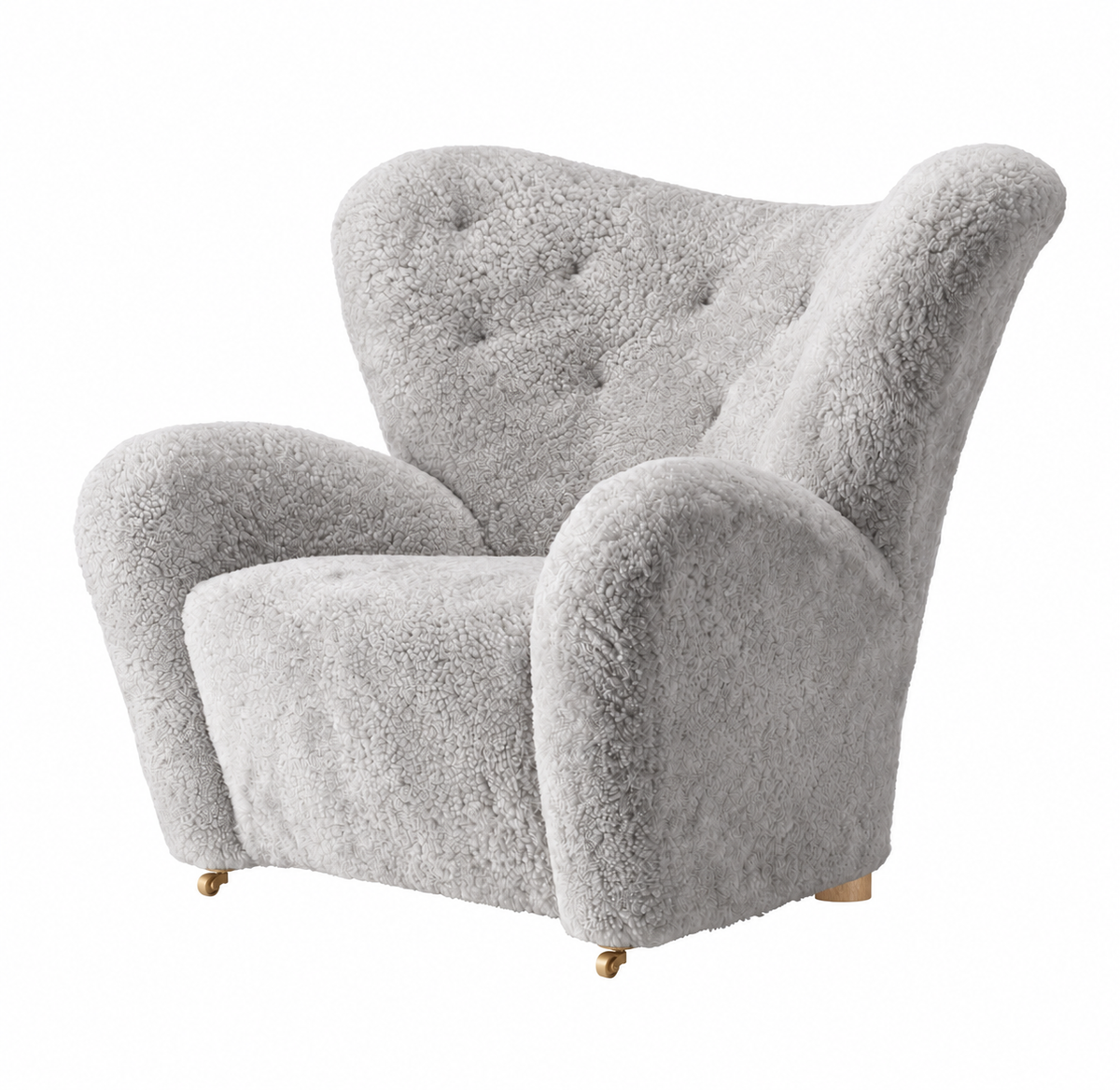 Den Trætte Mand Lænestol, Sheepskin fra Audo Copenhagen - Natural Oak - Sheepskin Green Tea - Jacobsen Plus