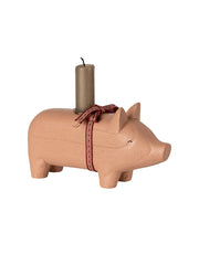 Trælysestage, Gris - Medium - Rosa fra Maileg