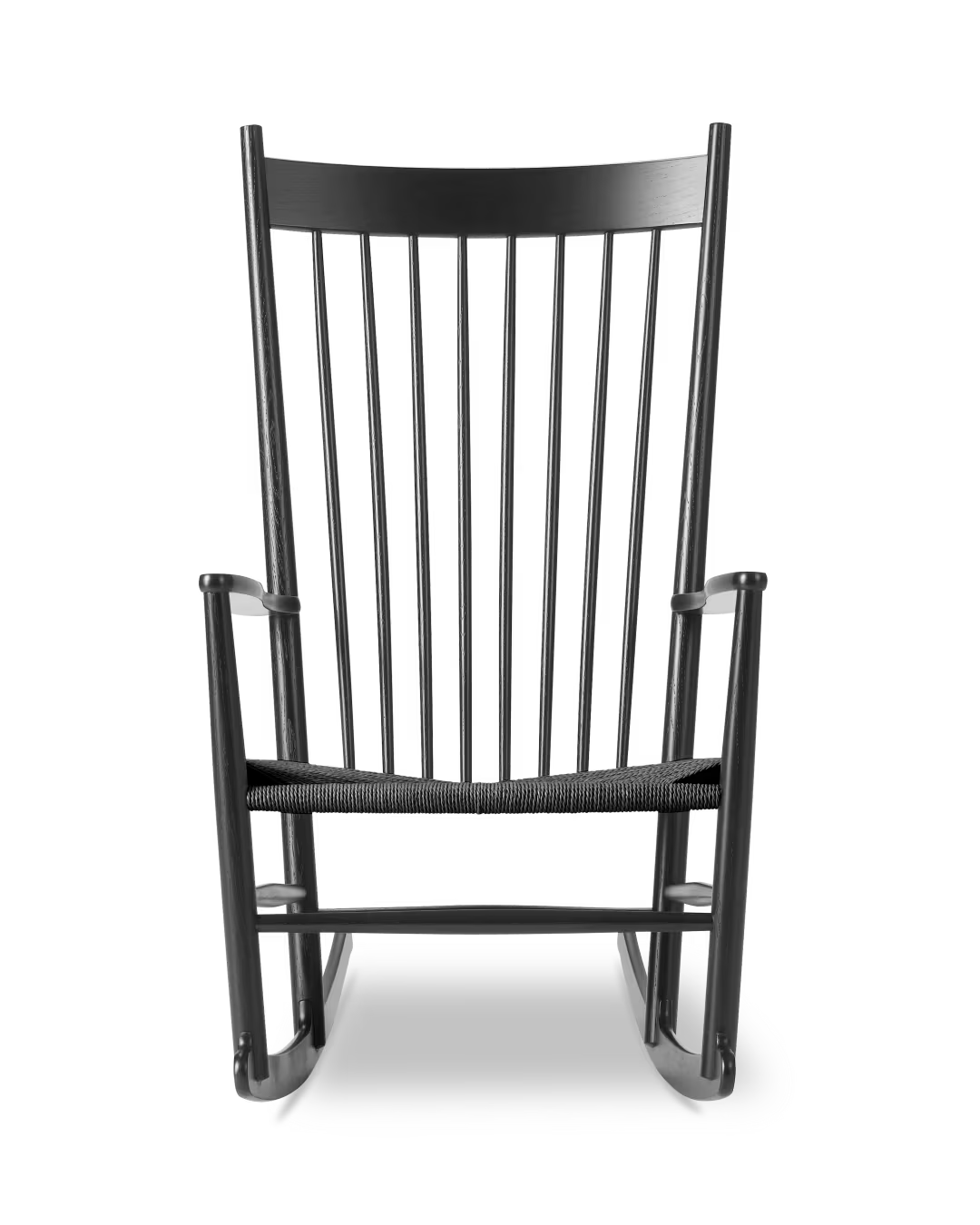 J16 Gyngestol af Hans J. Wegner - Eg sort lakeret-Sort flet - Jacobsen Plus