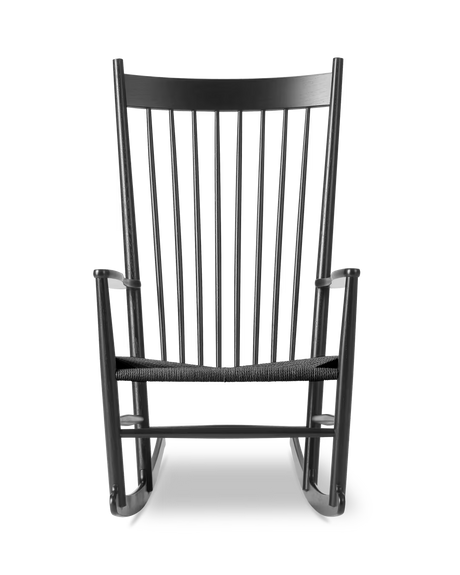 J16 Gyngestol af Hans J. Wegner - Eg sort lakeret-Sort flet - Jacobsen Plus