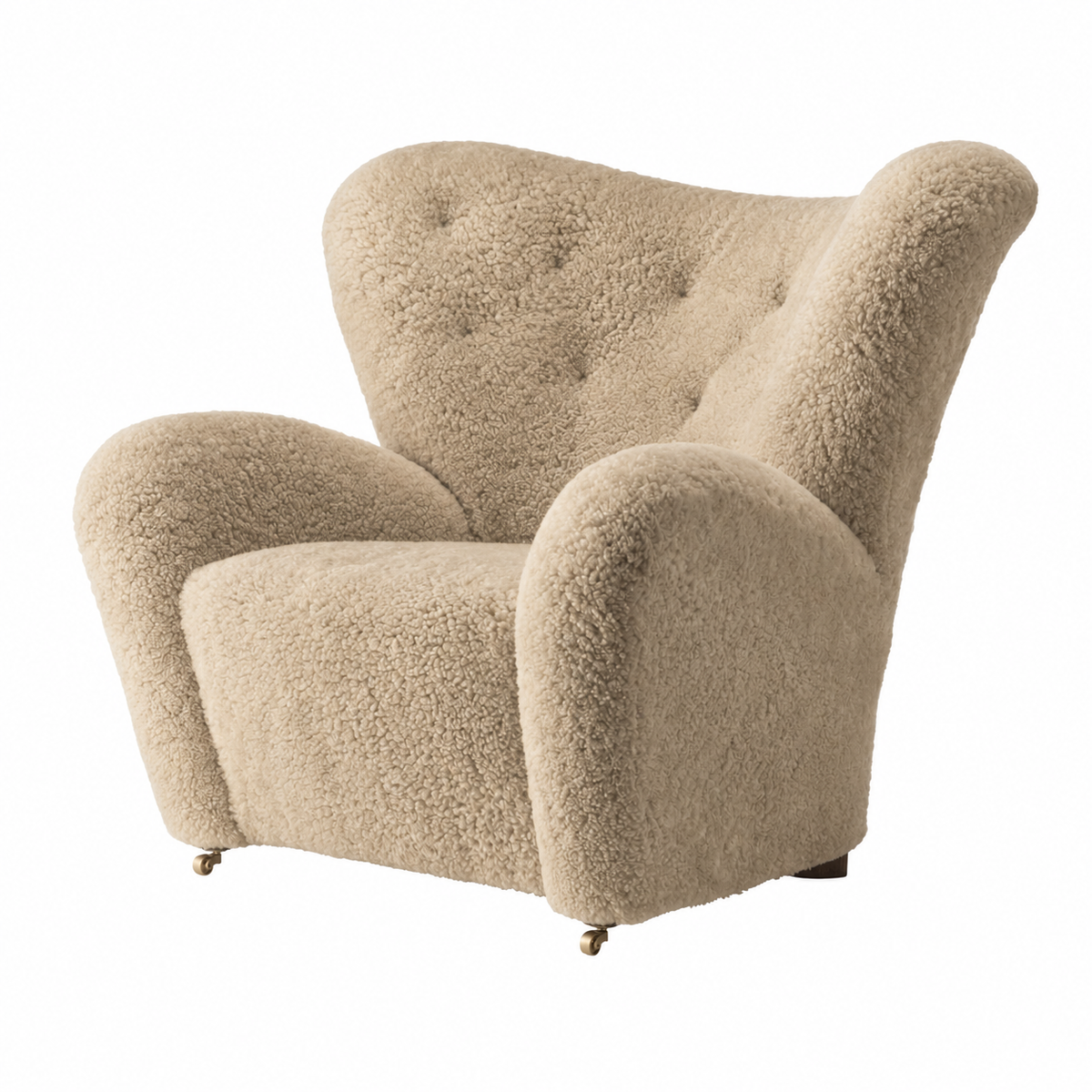 Den Trætte Mand Lænestol, Sheepskin fra Audo Copenhagen - Dark Stained Oak - Sheepskin Honey - Jacobsen Plus