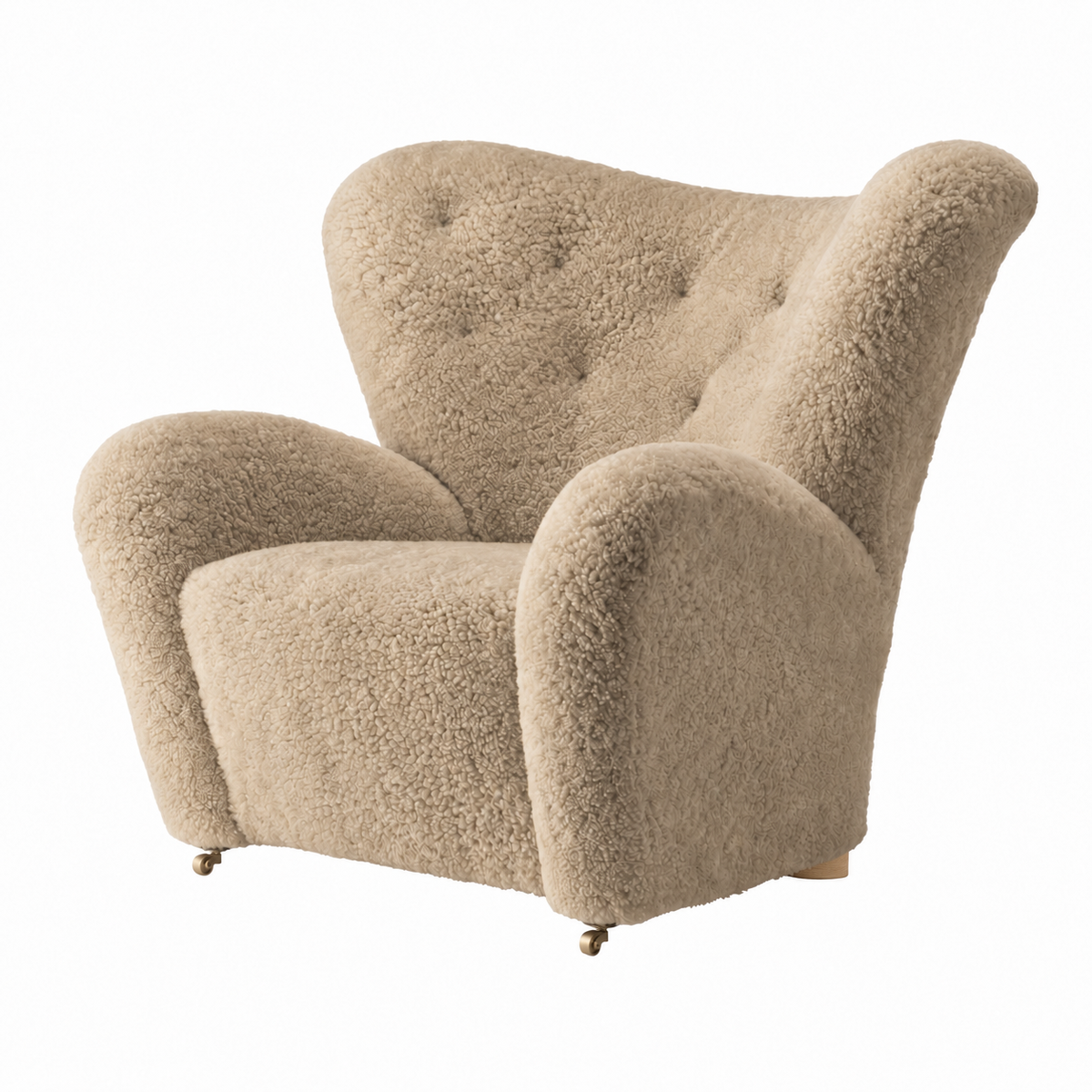 Den Trætte Mand Lænestol, Sheepskin fra Audo Copenhagen - Natural Oak - Sheepskin Honey - Jacobsen Plus