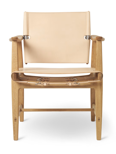 BM1106 Jægerstolen af Børge Mogensen - Olieret eg - natur kernelæder - stål - Jacobsen Plus