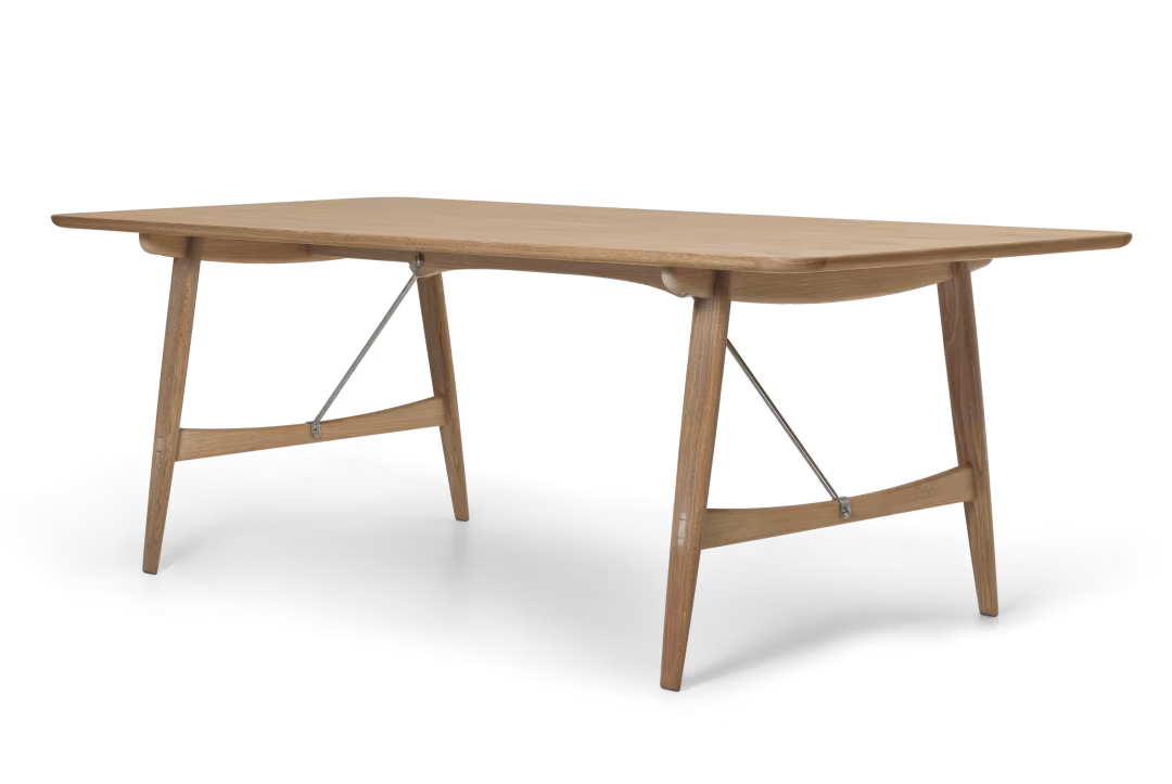 BM1160 Jagtbordet, 210 x 95 cm af Børge Mogensen - Eg - Hvidolie - Rustfrit stål - Jacobsen Plus