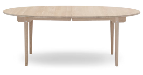 CH338 Spisebord fra Carl Hansen & Søn - Eg / Hvidolie / Udtræk til 2 plader inkl. 1 træstøtteben i sort - Jacobsen Plus