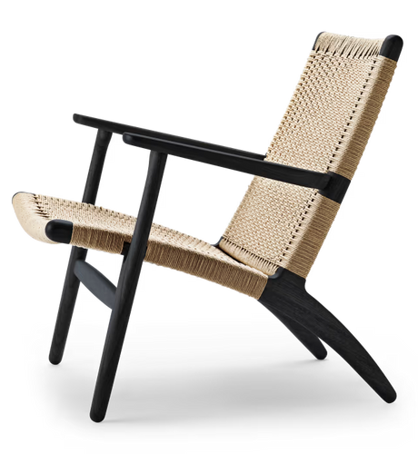 CH25 Loungestol, eg sortmalet med naturflet af Hans J. Wegner - 2 - Jacobsen Plus