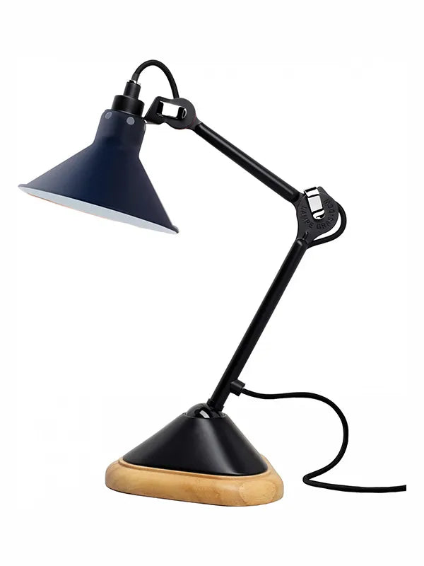 Nr. 207 bordlampe fra Lampe Gras - Sort stel / Blå -  conic skærm - Jacobsen Plus