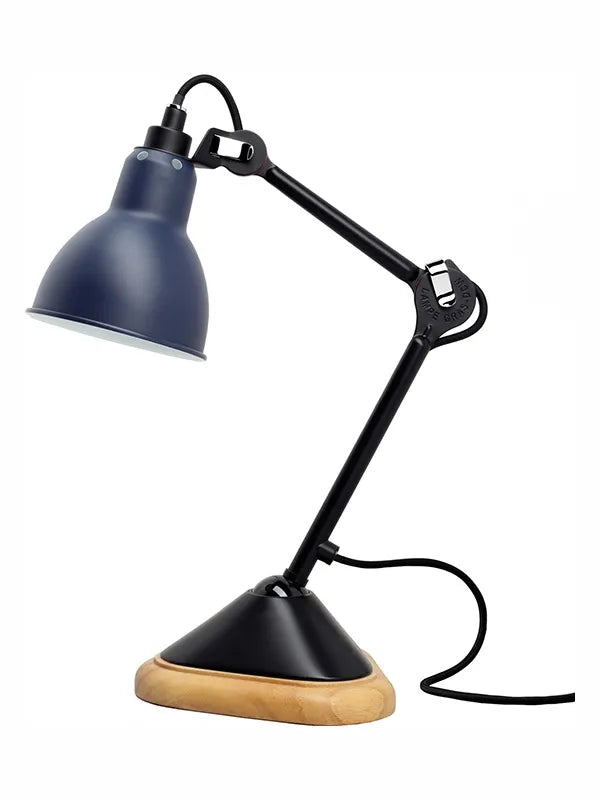 Nr. 207 bordlampe fra Lampe Gras - Sort stel / Blå - rund skærm - Jacobsen Plus