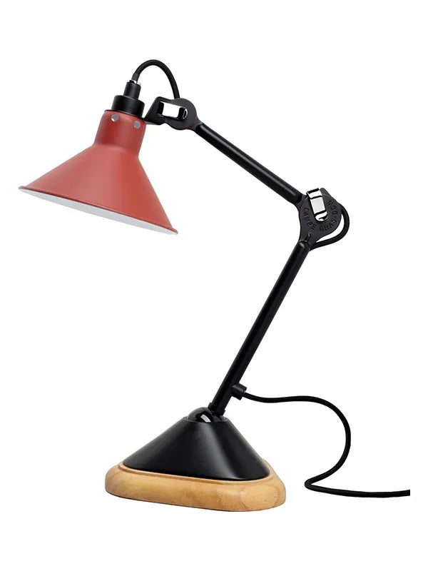 Nr. 207 bordlampe fra Lampe Gras - Sort stel / Rød -  conic skærm - Jacobsen Plus