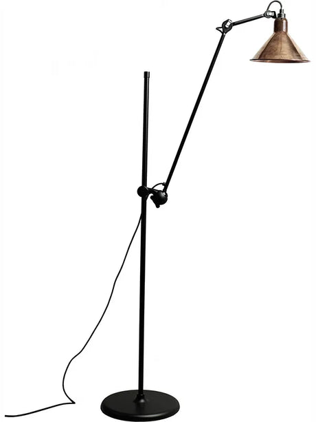 Nr. 215 gulvlampe fra Lampe Gras - Sort stel / Rå kobber - Jacobsen Plus