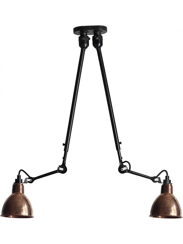 Nr. 302 dobbelt loftlampe fra Lampe Gras - Rå kobber - Jacobsen Plus