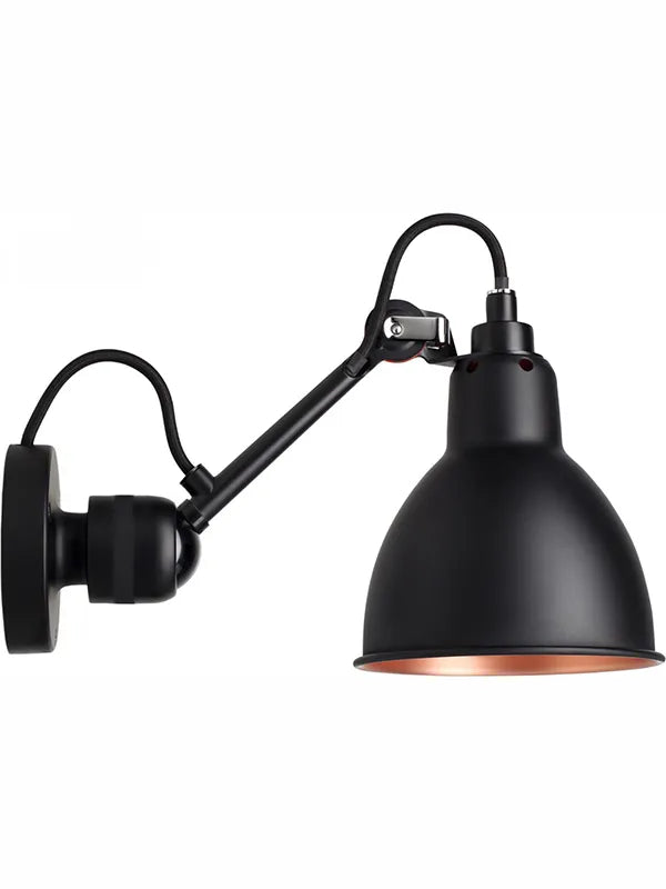 Nr. 304 væglampe fra Lampe Gras - Sort stel / Sort-kobber inderside - Jacobsen Plus