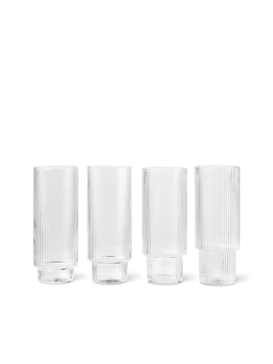 Ripple Long Drink Glasses Clear, sæt á 4 fra Ferm Living - 1 - Jacobsen Plus