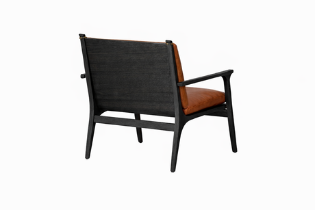 Rén loungestol, large, sort eg, hynder m. cognac læder - 2 - Jacobsen Plus