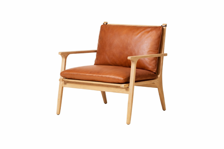 Rén loungestol, large, eg, hynder m. cognac læder - 1 - Jacobsen Plus