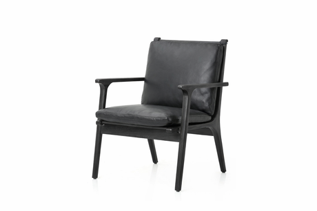 Rén loungestol, small, sort eg, hynder m. sort læder - 1 - Jacobsen Plus