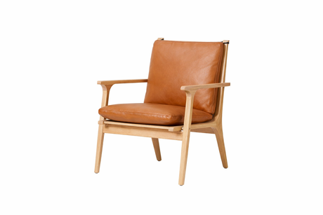 Rén loungestol, small, eg, hynder m. cognac læder - 1 - Jacobsen Plus