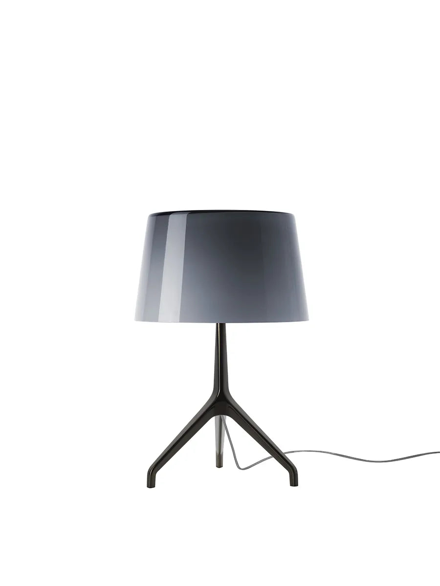 Lumiere XXS/XXL Bordlampe fra Foscarini - Sort krom stel / Grå / Small m. lysdæmper - Jacobsen Plus