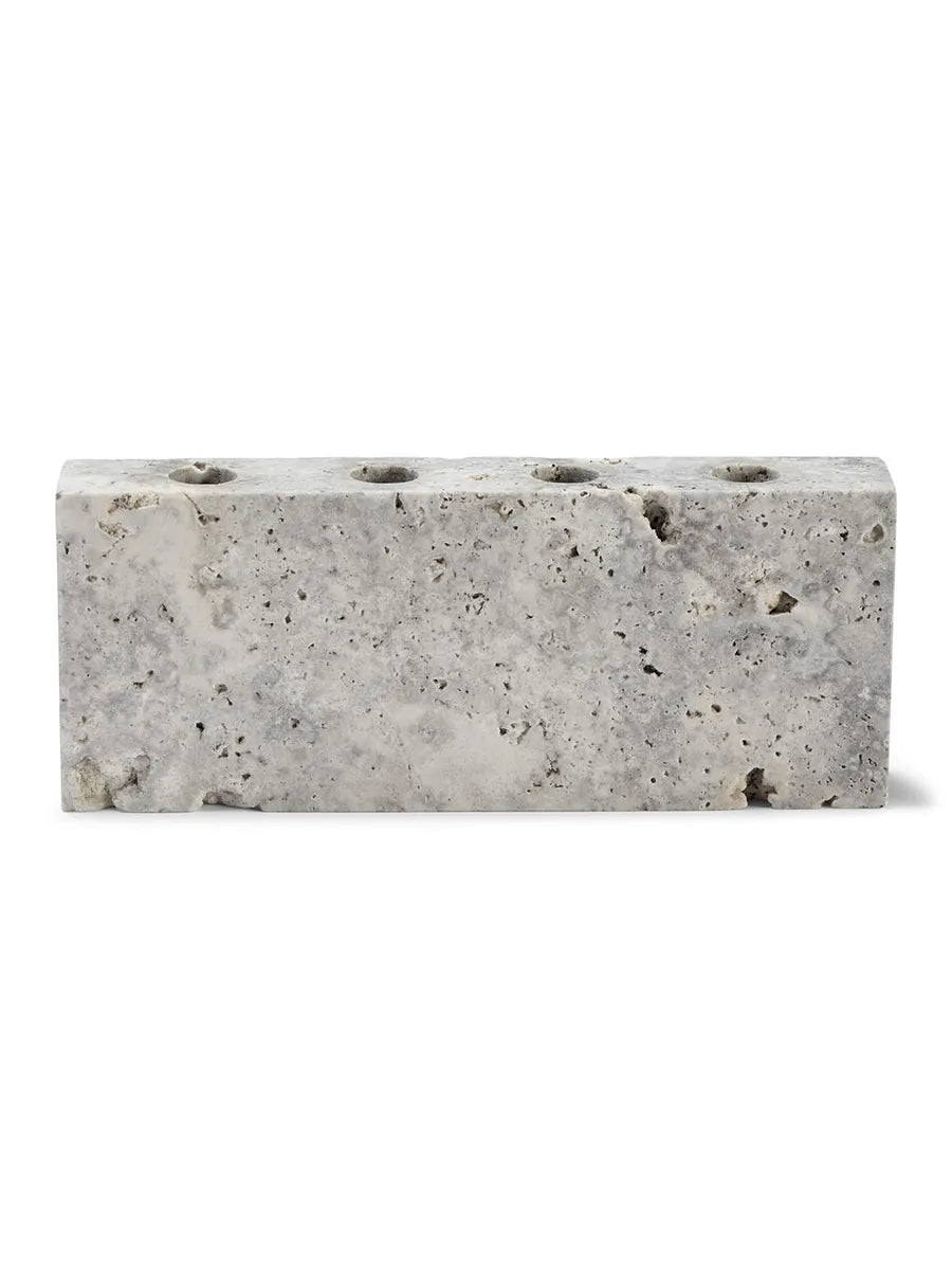 Epode Lysestage 25 cm, travertin silver fra Wabi Sabi Nordic - 5 - Jacobsen Plus