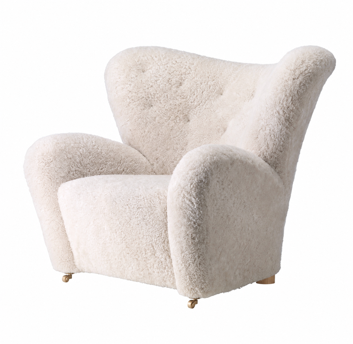 Den Trætte Mand Lænestol, Sheepskin fra Audo Copenhagen - Natural Oak - Sheepskin Moonlight - Jacobsen Plus