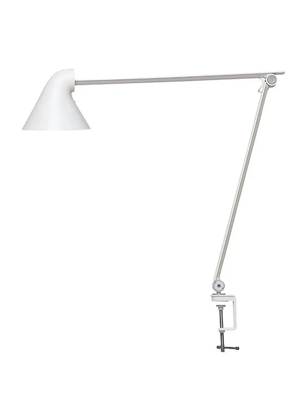 NJP bordlampe fra Louis Poulsen - Hvid / Bordklemme - Jacobsen Plus