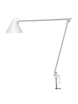 NJP bordlampe fra Louis Poulsen - Hvid / Bordklemme - Jacobsen Plus