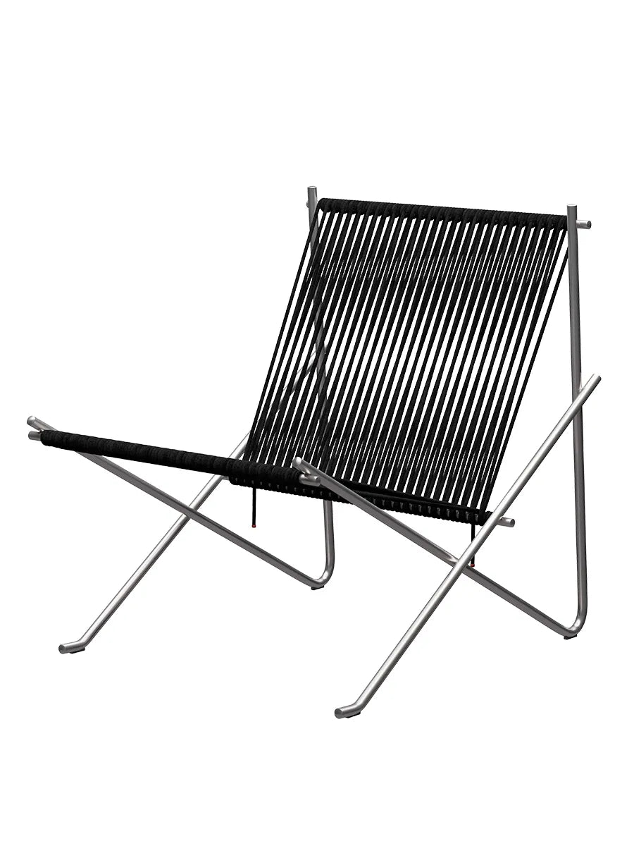 PK4 Loungestol i sort, stålstel af Poul Kjærholm