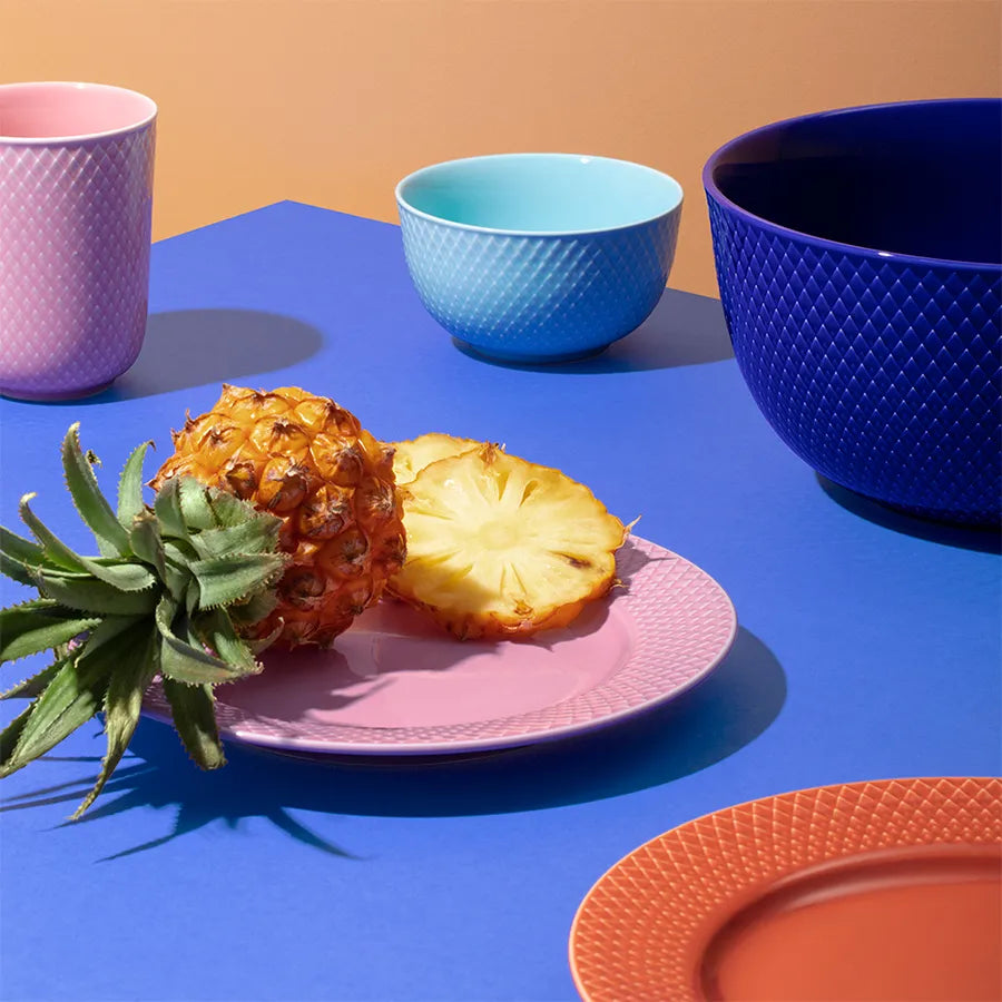Rhombe tallerken, rosa Ø21 cm fra Lyngby Porcelæn