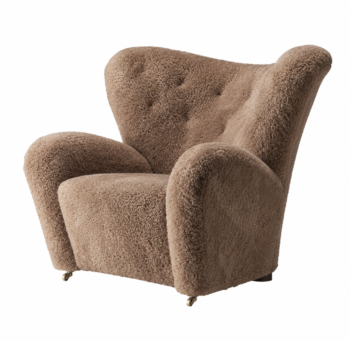 Den Trætte Mand Lænestol, Sheepskin fra Audo Copenhagen - Dark Stained Oak - Sheepskin Sahara - Jacobsen Plus