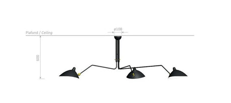 Ceiling Lamp w/3 Rotating Arms af Serge Mouille - 5 - Jacobsen Plus