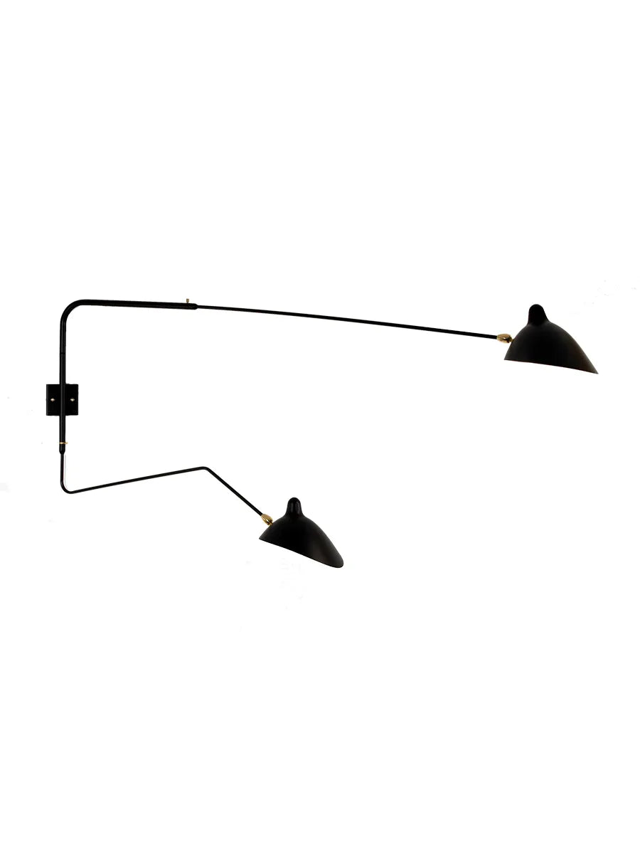 Big Wall Lamp w/2 Rotating Arms, 1 Straight, 1 Curved af Serge Mouille