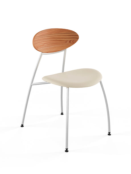 Stone stol, creme læder fra Naver Collection - Elm olie / Rustfrit stål - Jacobsen Plus