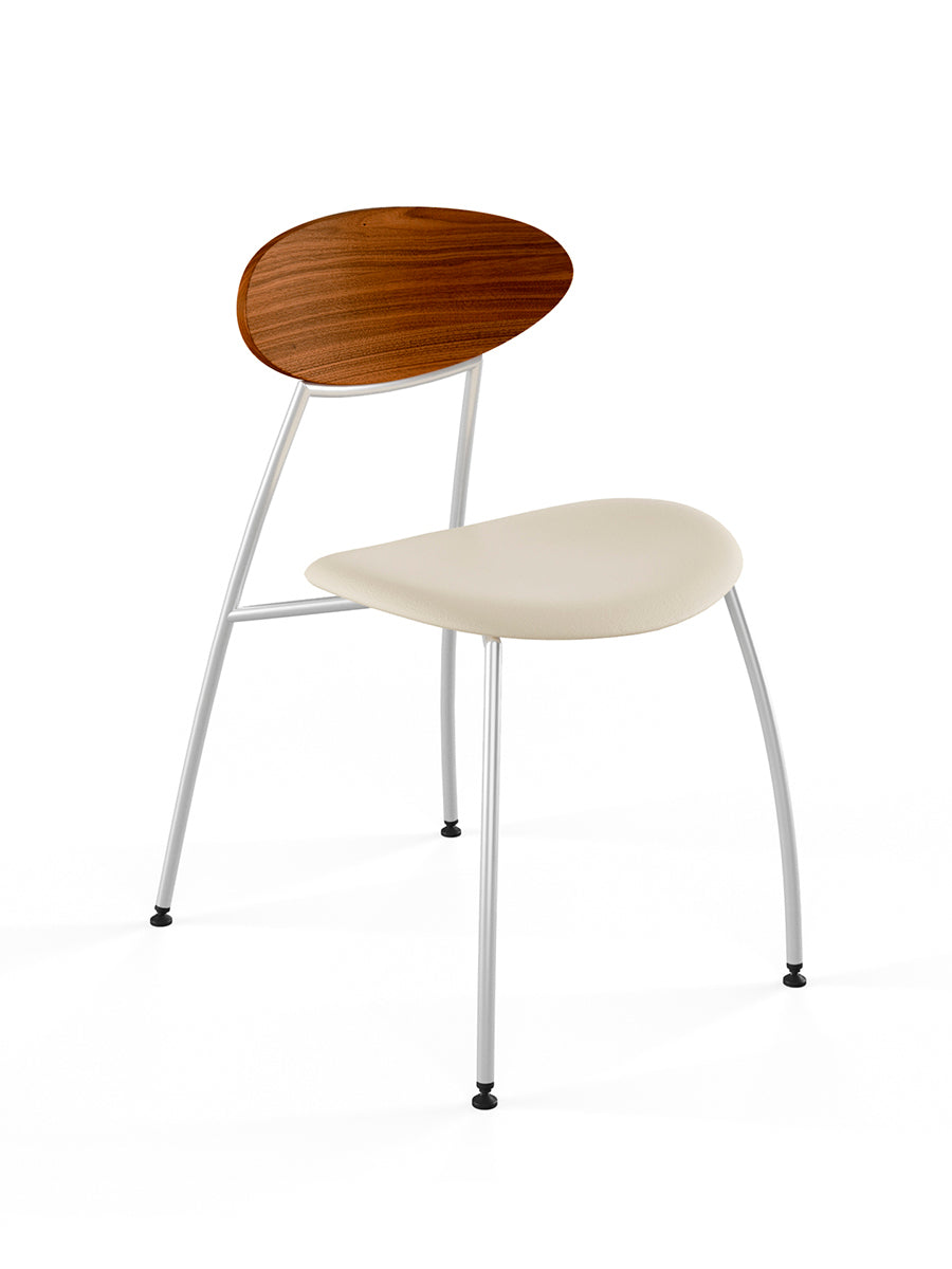 Stone stol, creme læder fra Naver Collection - Valnød olie / Rustfrit stål - Jacobsen Plus