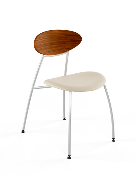 Stone stol, creme læder fra Naver Collection - Valnød olie / Rustfrit stål - Jacobsen Plus