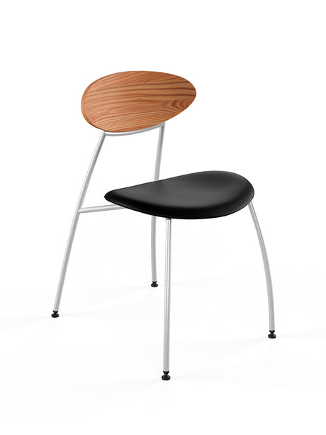 Stone stol, sort læder fra Naver Collection - Elm olie / Rustfrit stål - Jacobsen Plus