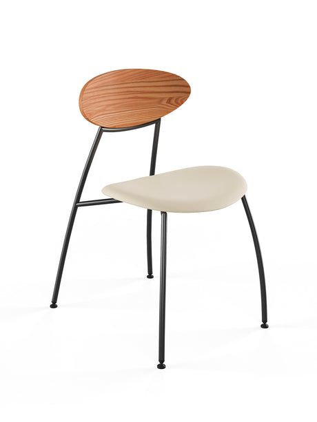 Stone stol, creme læder fra Naver Collection - Elm olie / Sort pulverlakeret stål - Jacobsen Plus