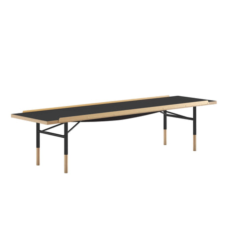 Bordbænk, sort stel af Finn Juhl - Eg klar olie / sort linoleum / 112cm - Jacobsen Plus