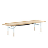 Bordbænk, lys blå stel af Finn Juhl - Eg klar olie / 112cm - Jacobsen Plus