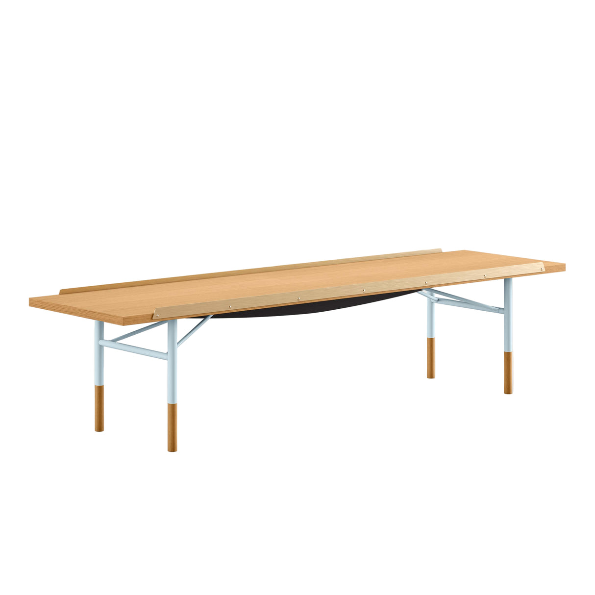 Bordbænk, lys blå stel af Finn Juhl - Eg olie / 112cm - Jacobsen Plus