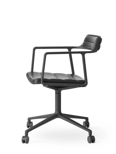 VIPP452 Swivel Chair m/sort stel & hjul, sort læder fra Vipp - 2 - Jacobsen Plus