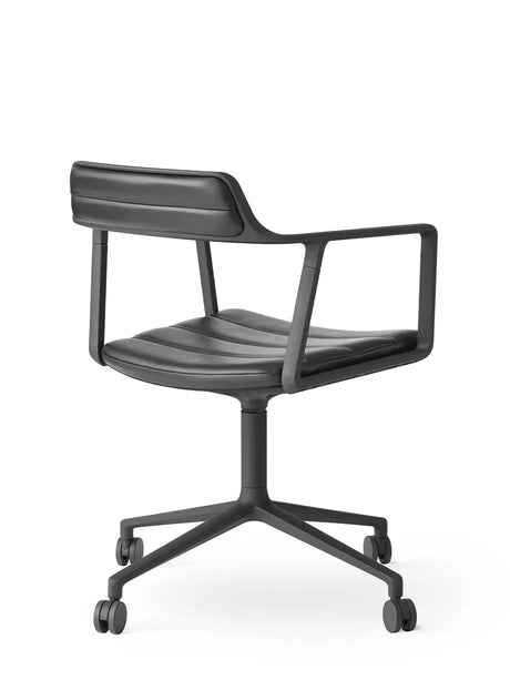 VIPP452 Swivel Chair m/sort stel & hjul, sort læder fra Vipp - 5 - Jacobsen Plus