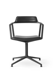 VIPP452 Swivel Chair m/sort stel, sort læder fra Vipp