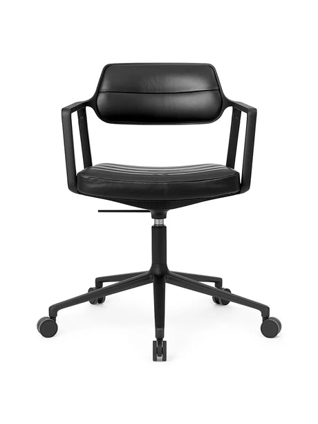VIPP453 Swivel+ Chair m/sort stel & hjul, sort læder fra Vipp - 1 - Jacobsen Plus