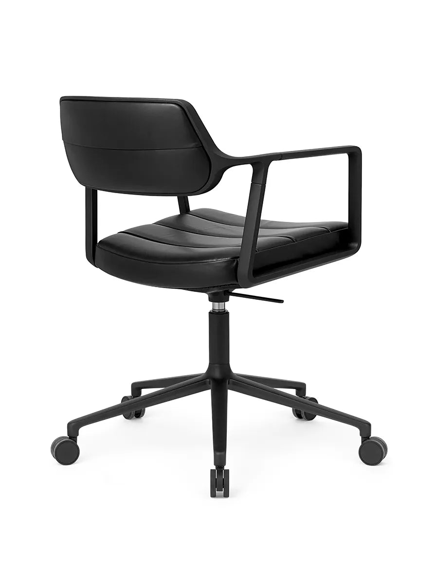VIPP453 Swivel+ Chair m/sort stel & hjul, sort læder fra Vipp - 4 - Jacobsen Plus