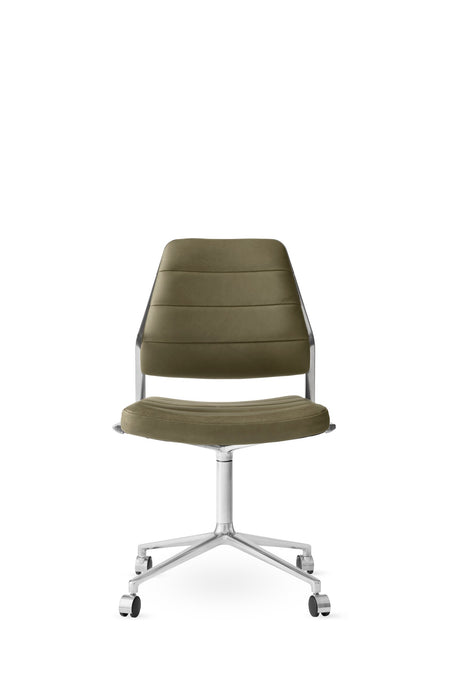 Vipp454 Swivel Chair m/hjul - Bosco grøn læder - Jacobsen Plus