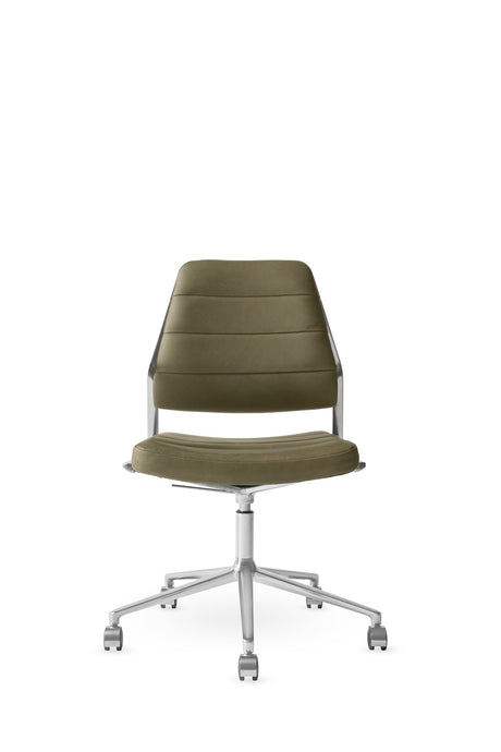 Vipp454+ Swivel Chair m/hjul - Bosco grøn læder - Jacobsen Plus