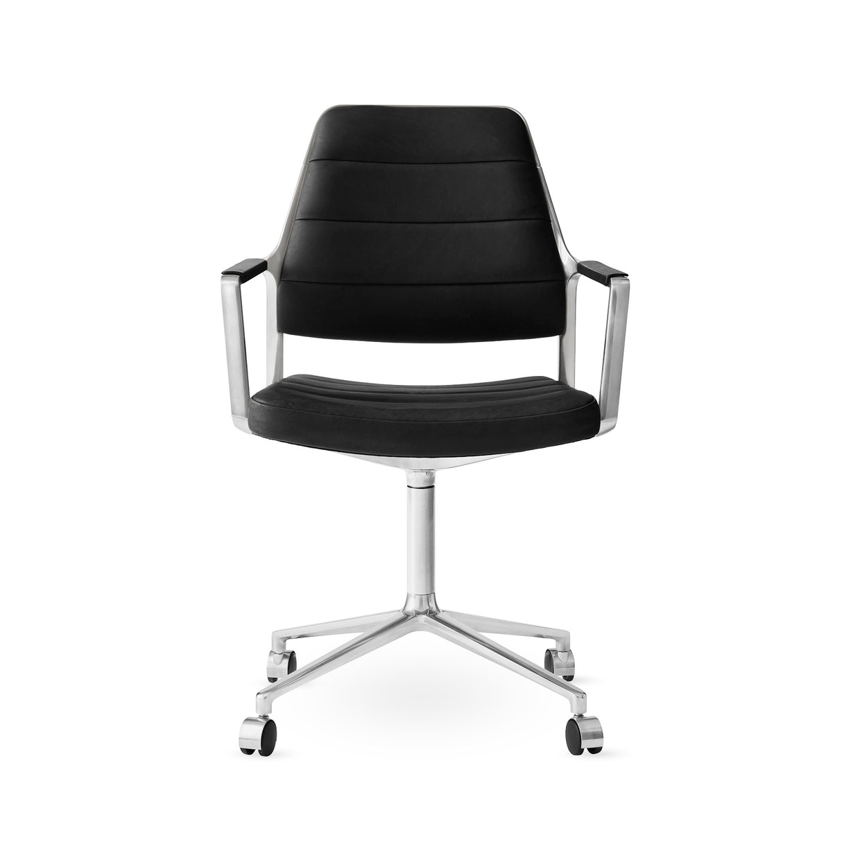 Vipp455 Swivel Chair m/hjul - Sort læder - Jacobsen Plus