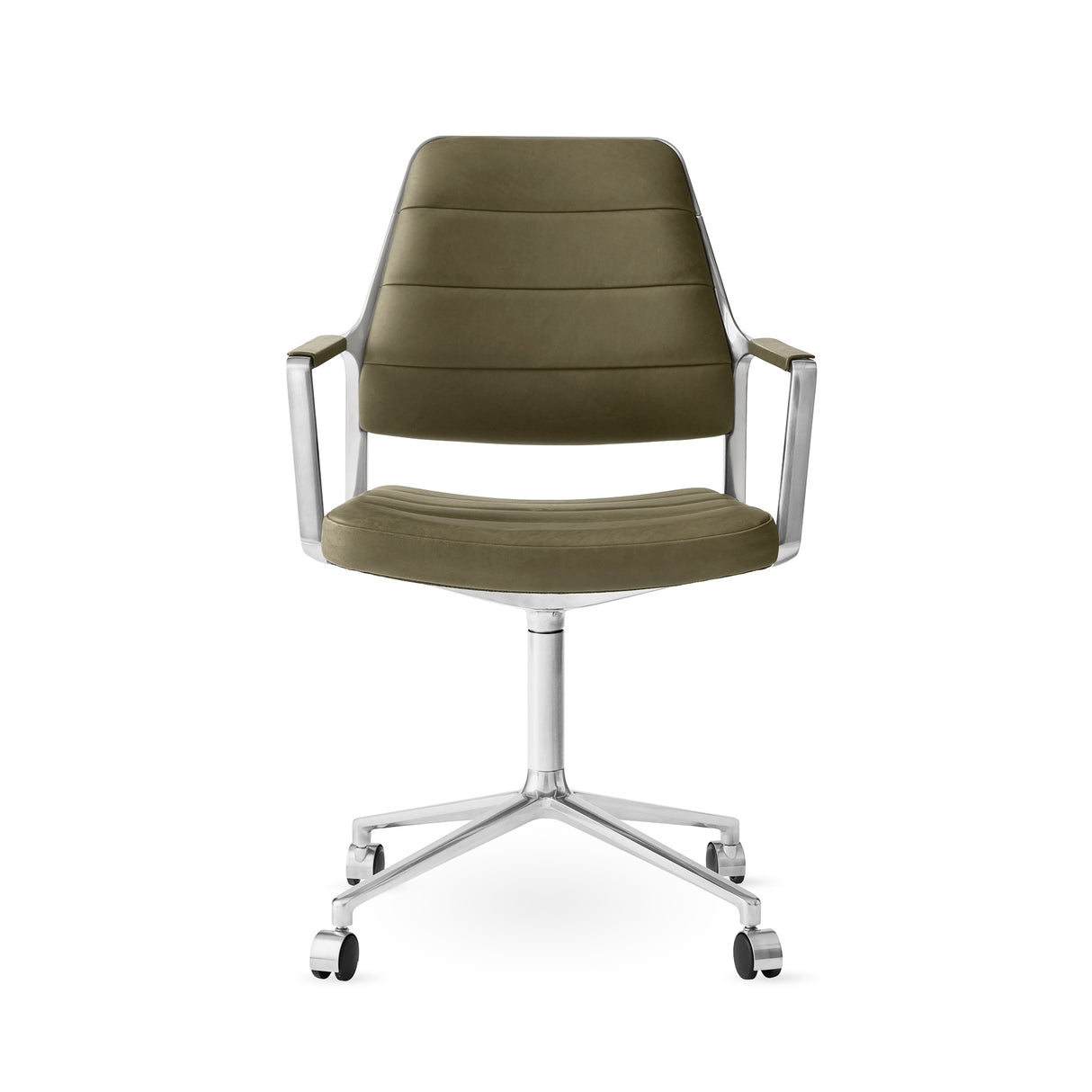 Vipp455 Swivel Chair m/hjul - Bosco grøn læder - Jacobsen Plus